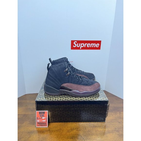 8.5W/7M Jordan 12 SP x A Ma Maniere “Black" DV6989-001 Black Maroon Basketball - Picture 4 of 13